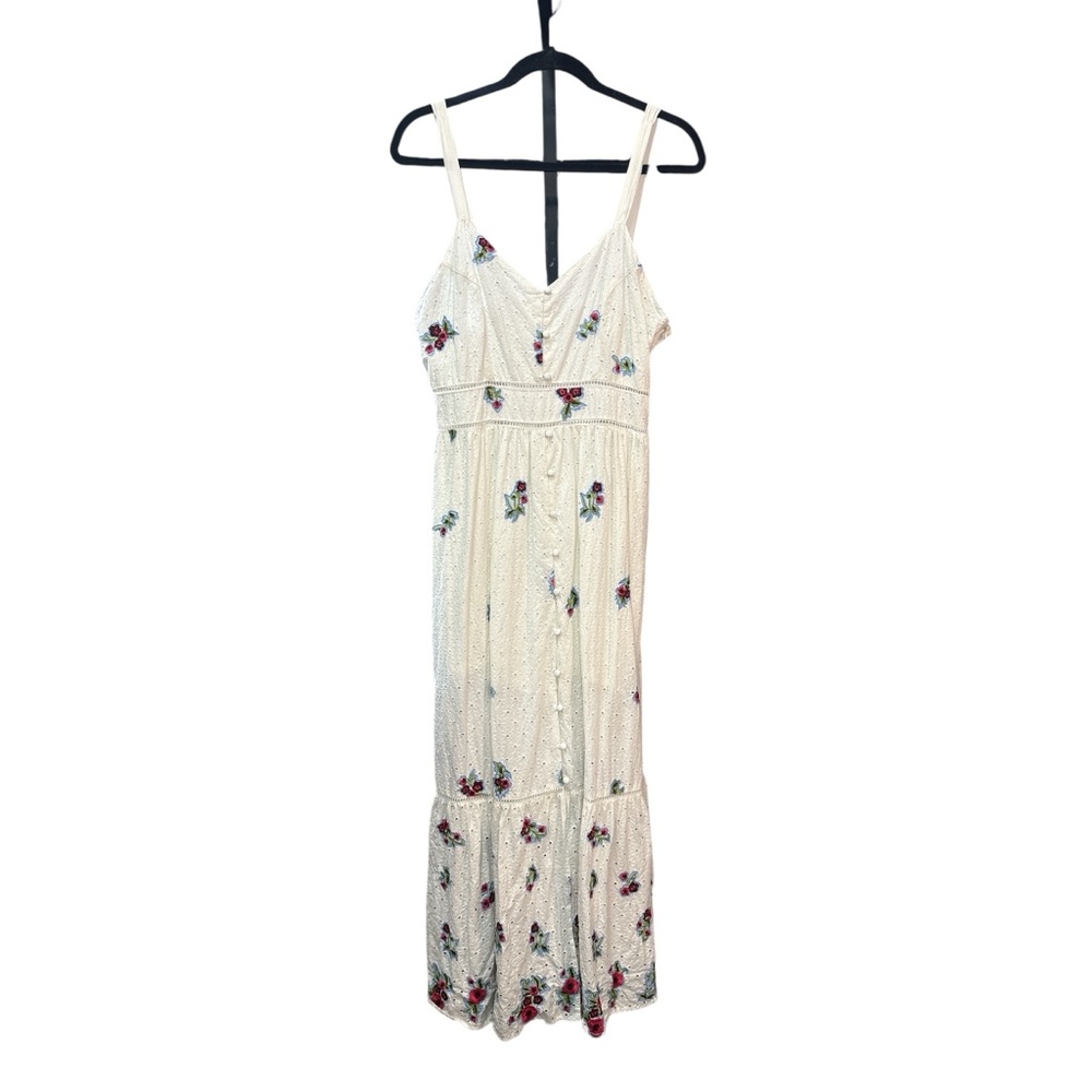 Avec Les Filles Anthropologie White Embroidered Maxi Dress $168 MSRP‎ Size 8 - Picture 2 of 4